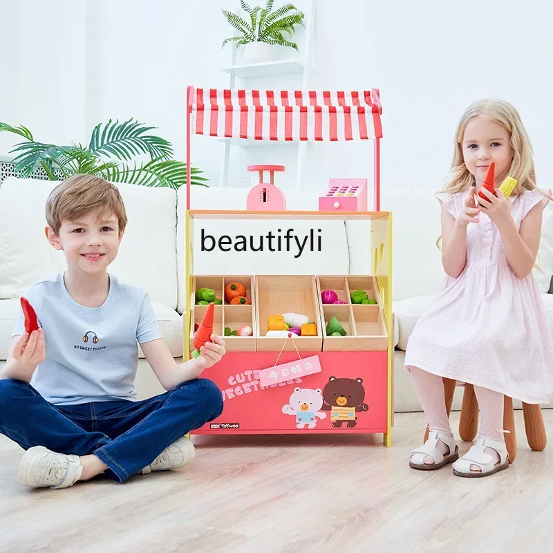Kinderen Peuters Houten jongens en meisjes Simulatie Verkoopkraam Fruit- en groentekraam Kassierbalie Speelspeelgoed