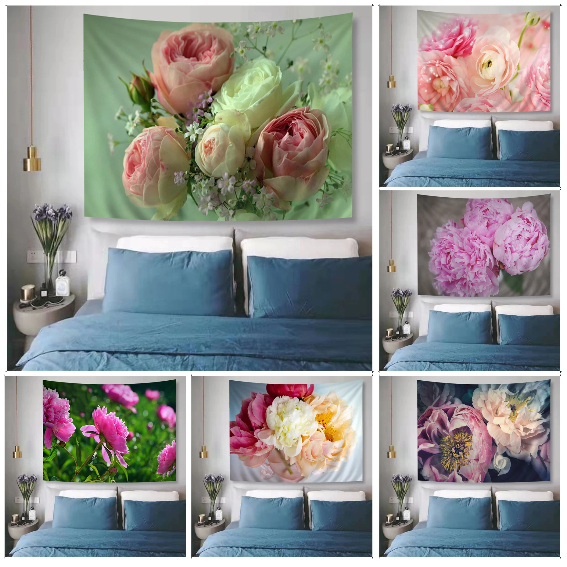 

Peony Flower Wall Tapestry Home Decoration hippie bohemian decoration divination Art Home Decor