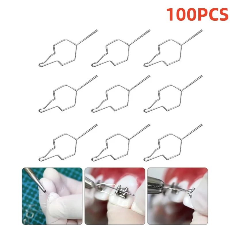 

100pcs/pack Dental Orthodontic Kobayashi Wire 0.008-0.014 Metal Preformed Ligature Tie Stainless Steel Short/Long Bracket Wires