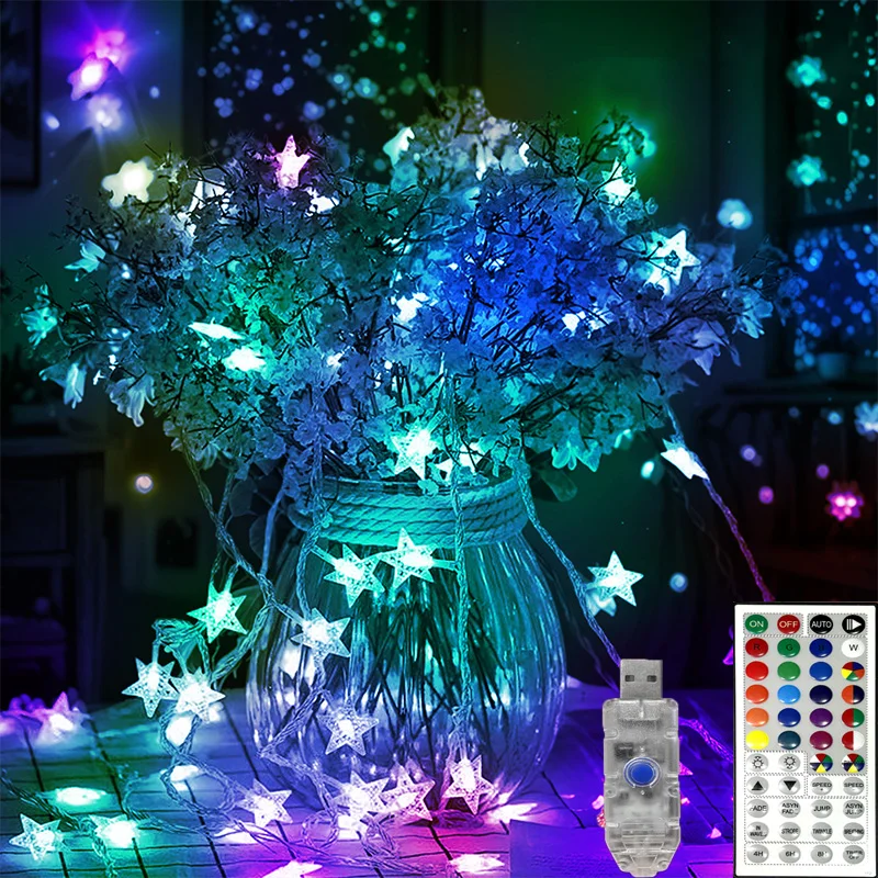 

USB/Battery Box LED Stars String Lights Fairy String Outdoor Lamp Home Room Christmas Holiday Wedding Party Lights Decoration