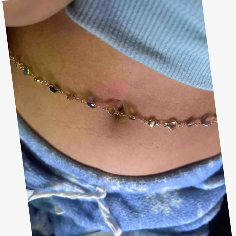 31,2 Zoll Mode Bunte Glas Lange Y-förmige Halskette für Frauen Metall Schlüsselbein Kette Sommer Urlaub Party Körper Schmuck – Detail 4