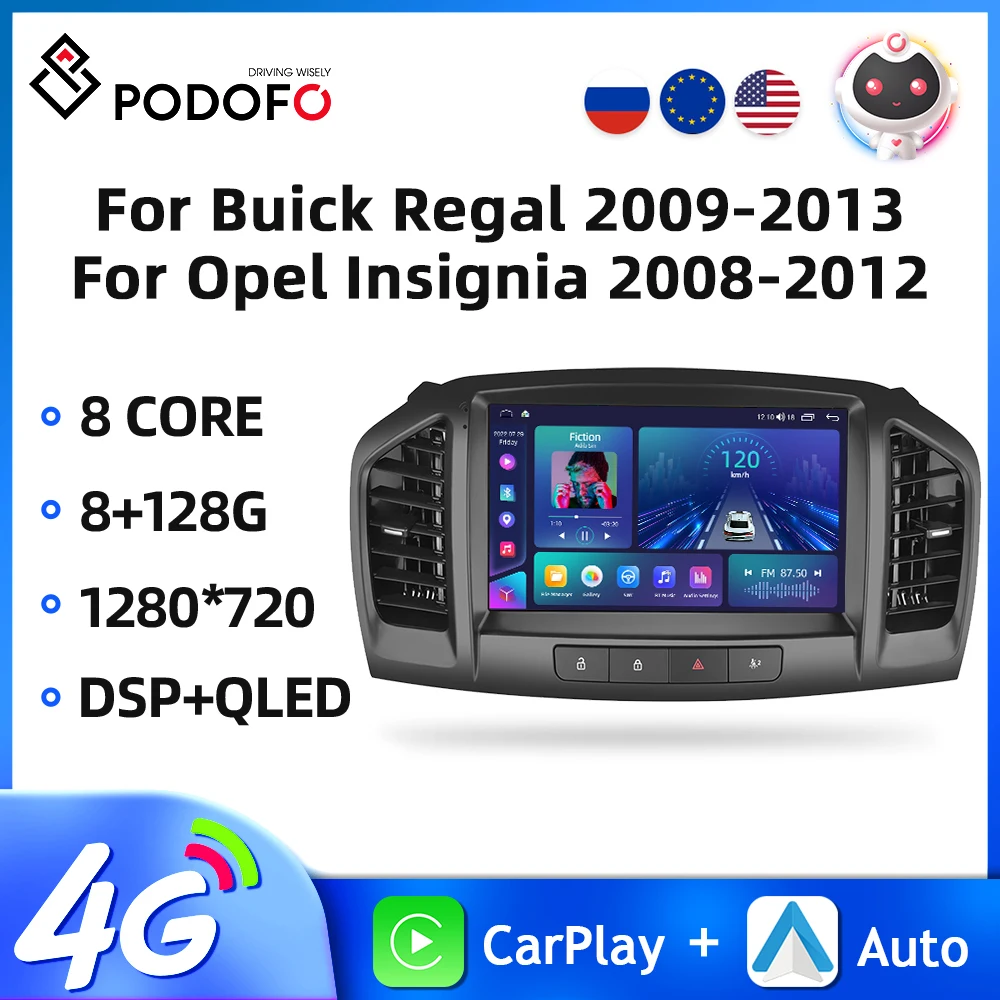 

Podofo Android 2din Car Radio For Buick Regal 2009-2013/Opel Insignia 2008-2012 Auto Video Player Navigation Carplay Autoradio