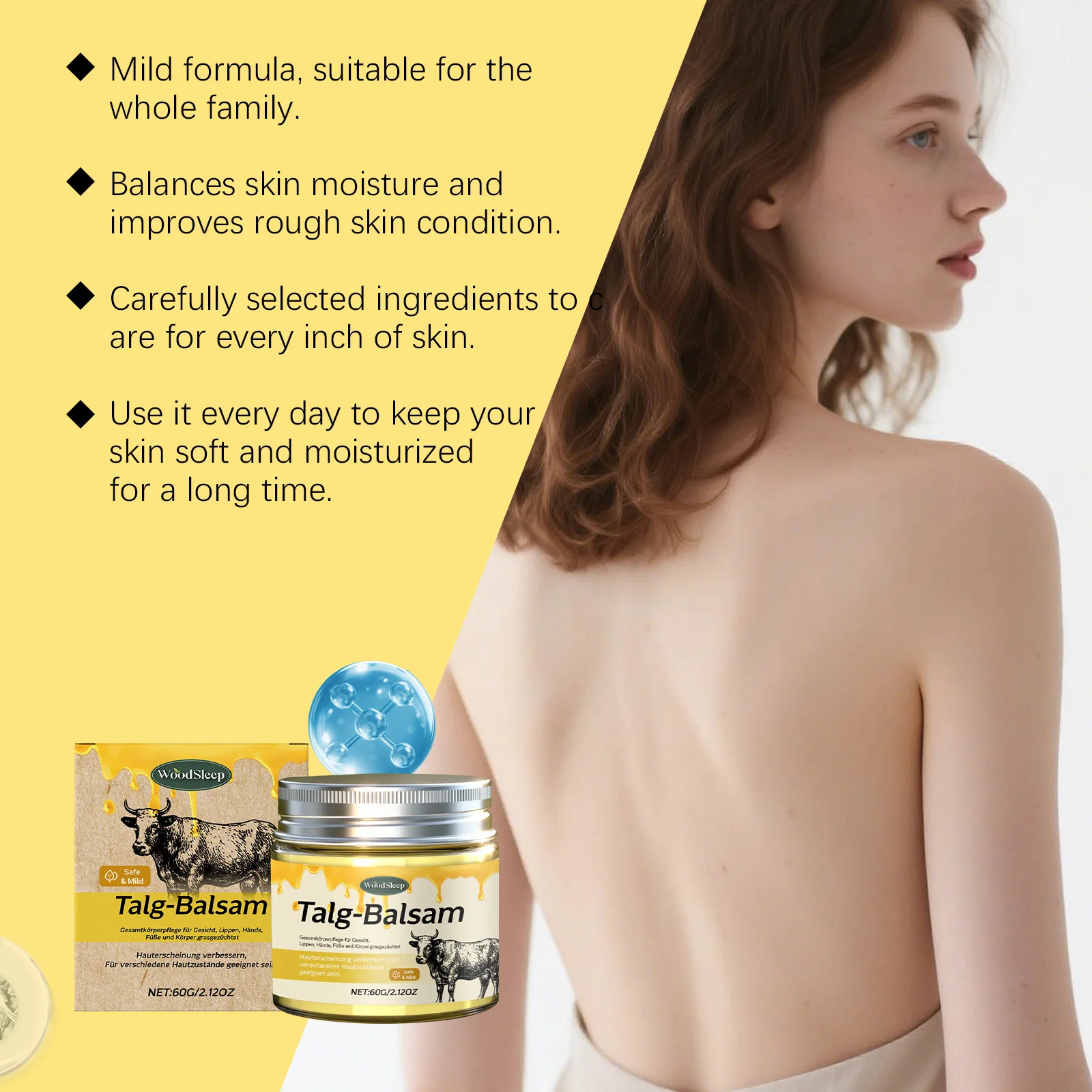 بلسم طويل القامة من وودسليب، ترطيب عميق، مغذي لطيف للبشرة الحساسة، يحسن الجفاف والضيق ويوازن رطوبة البشرة #4