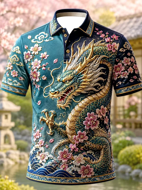 2027 Summer Men's New Style Polo Shirt - Japanese Samurai Series 3D Printed Outdoor Sports Quick-Drying Jacket for Family Use