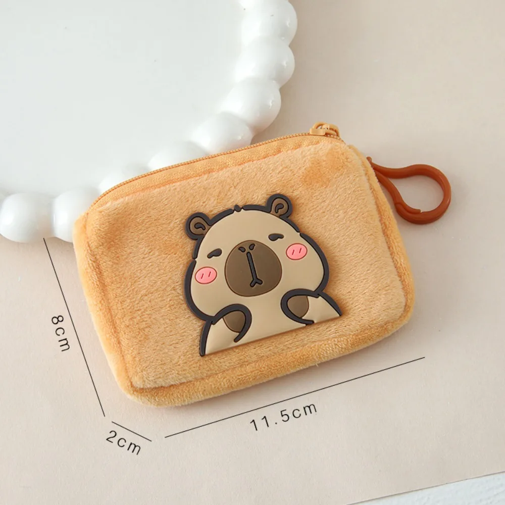 

Cute Mini Capybara Coin Purse Plush Round Wristlet Bag Cartoon Zipper Wallet Headphone Storage Bag