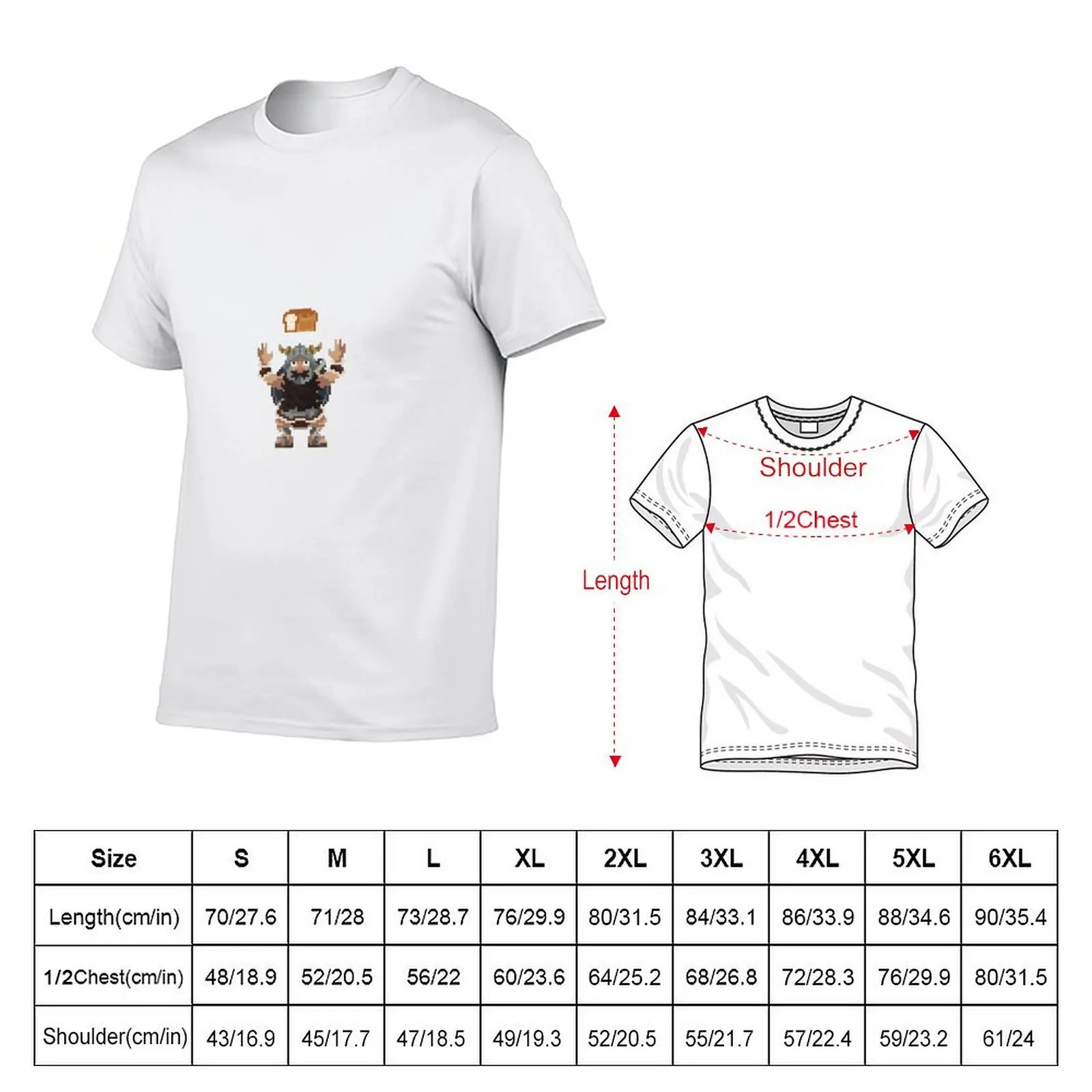 Senshi (Delicious in Dungeon Meshi) Pixel Sprite /w Bread T-Shirt Everyday Wear Basic Short Sleeve Top