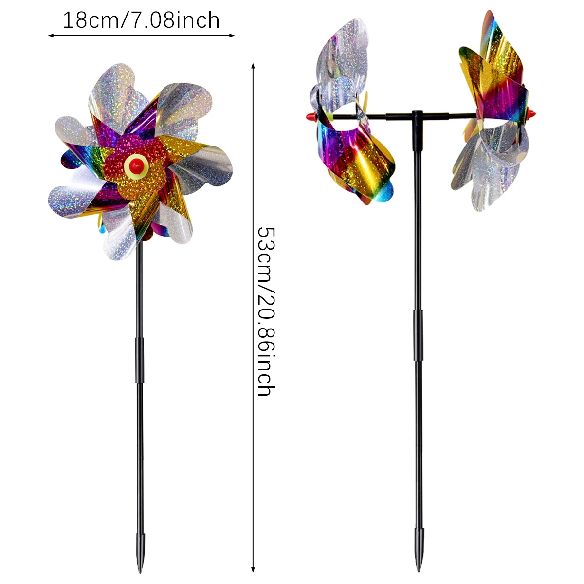 Windmill Bird Repeller Shiny Reflective Pinwheels Plant Protect Double Head Outdoor Gardens Decoration Wind Mill Ornaments