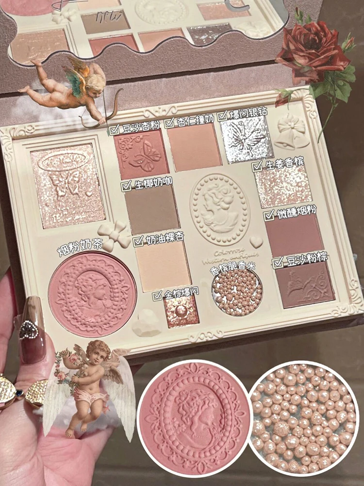 

Colorrose Relief Eyeshadow Plate Multifunction Highlight Blush Makeup Palette Makeup Brown Milk Tea New Niche Female