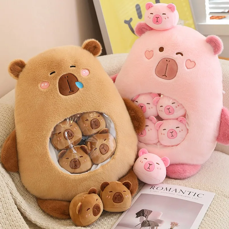 

Jumbo Bag of Capybara Plush Pillows - Cute Water Pig Stuffed Animal Toys | Birthday Gift Set for Kids Boys Girls
