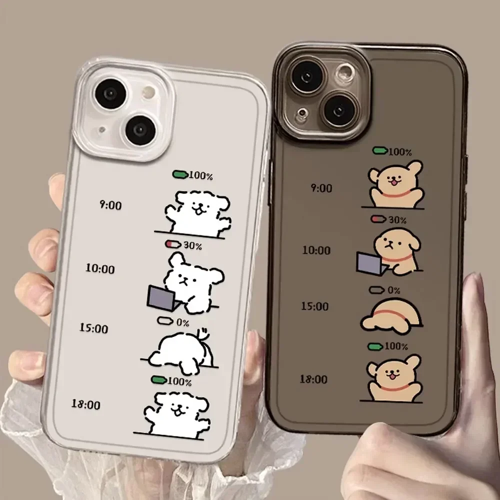Cute Cartoon Dogs Couple Phone Case for IPhone 11 14 15 16 Pro Max Clear Soft Cover for Iphone 12 13 Mini XS MAX XR Fundas