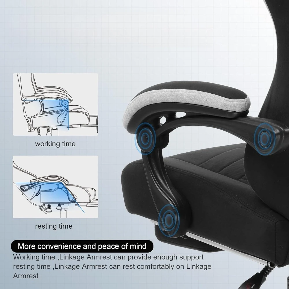 Gamingstoel, met zakveerkussen, armleuningen en voetsteun, ergonomische computerstoel met hoge rugleuning