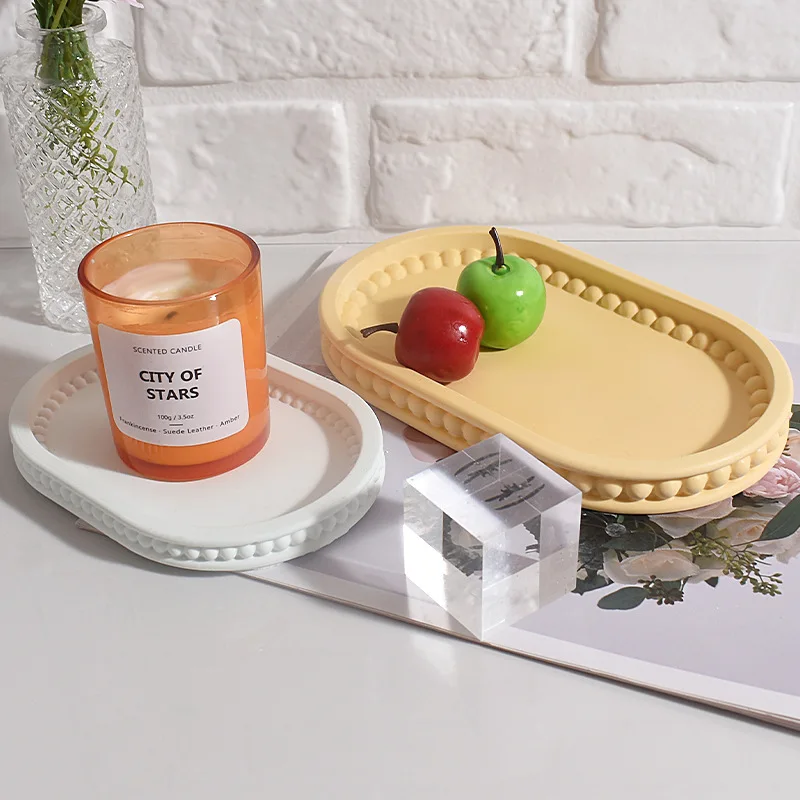 قالب بيضاوي فقاعة حبة الدانتيل صينية تخزين الراتنج قوالب عيد الميلاد الجص الاسمنت الحد الأدنى طبق قالب من السيليكون #5