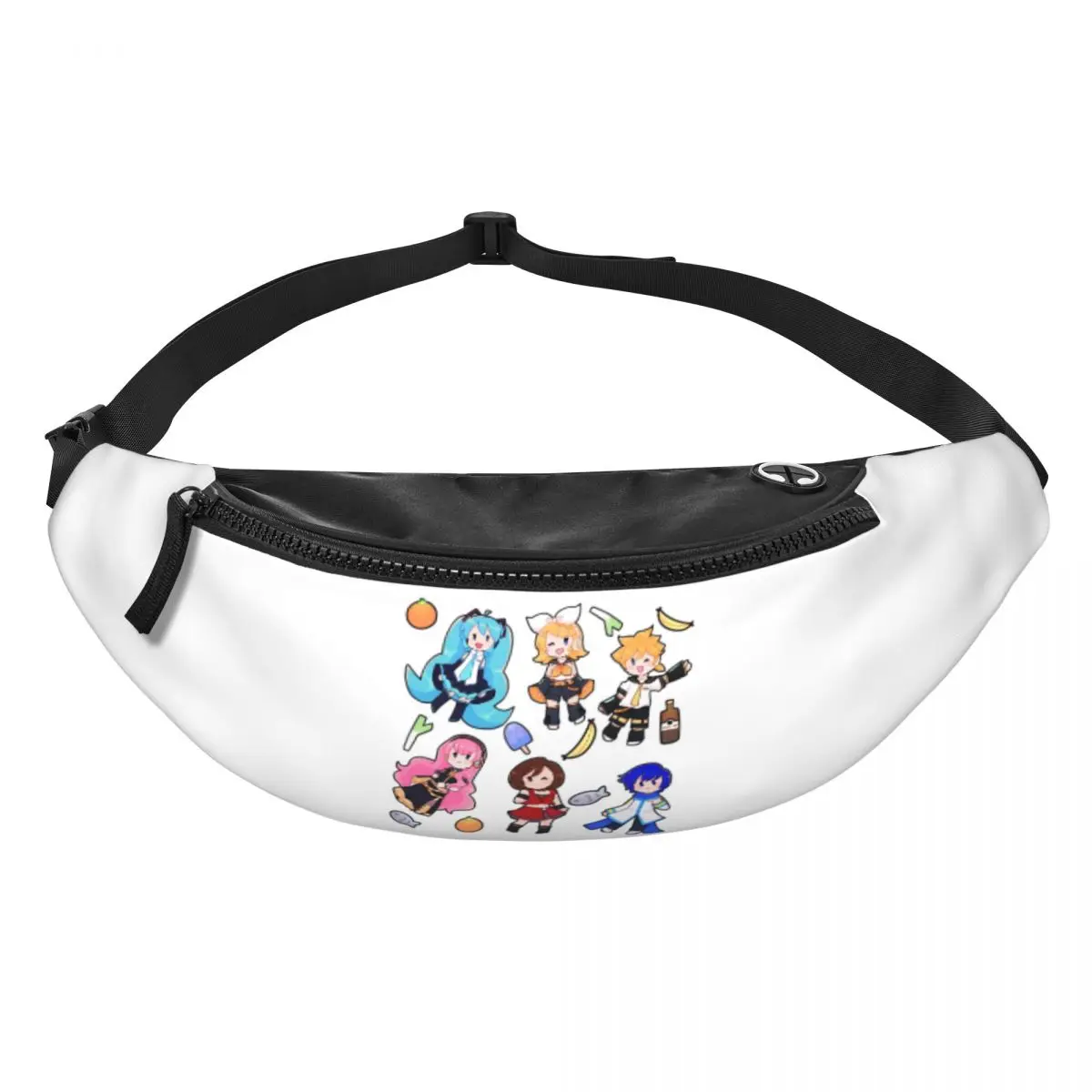 ボーカロイドちびカオス！-ミク-ファニーパック-メンズ-レディース-クロスボディ-調節可能なウエストバッグ-旅行-ランニング-電話ポーチ