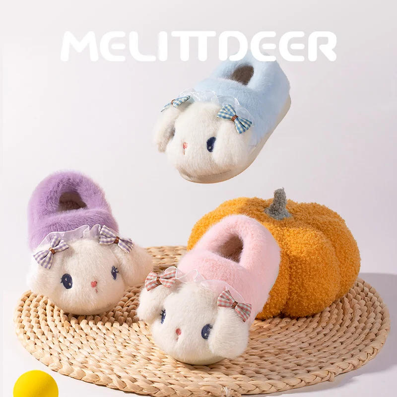 

MELITTDEER Kids Slippers For Girls Winter Fashion Slippers, Thick Sole Indoor Home Slippers, Cartoon Bunny Cotton Shoes