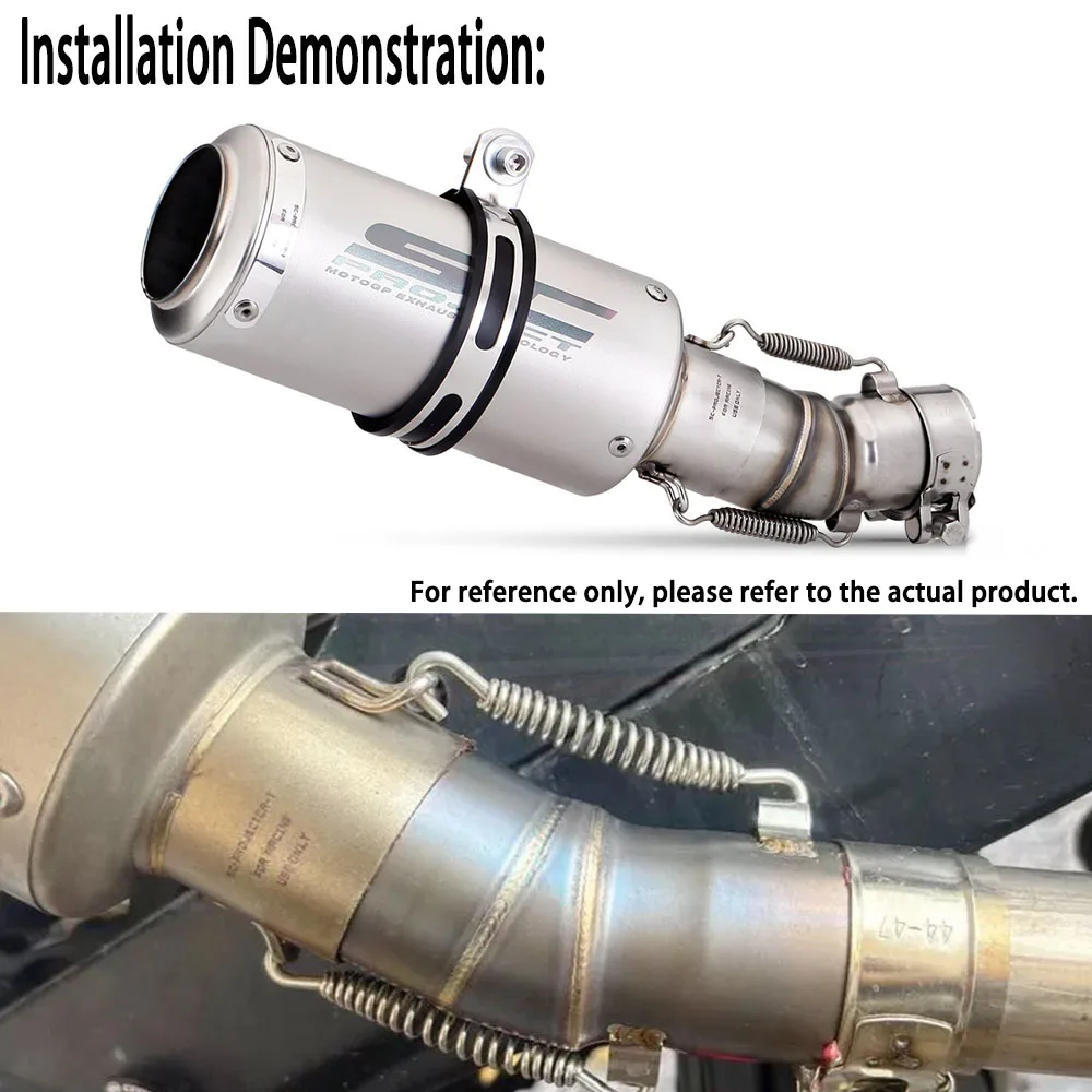 مجموعة ماسورة عادم الدراجة النارية المعدلة لـ CFMOTO 450SR SC Escape Moto عادم من الفولاذ المقاوم للصدأ تعديل المقطع الأوسط 2022-2023 #6