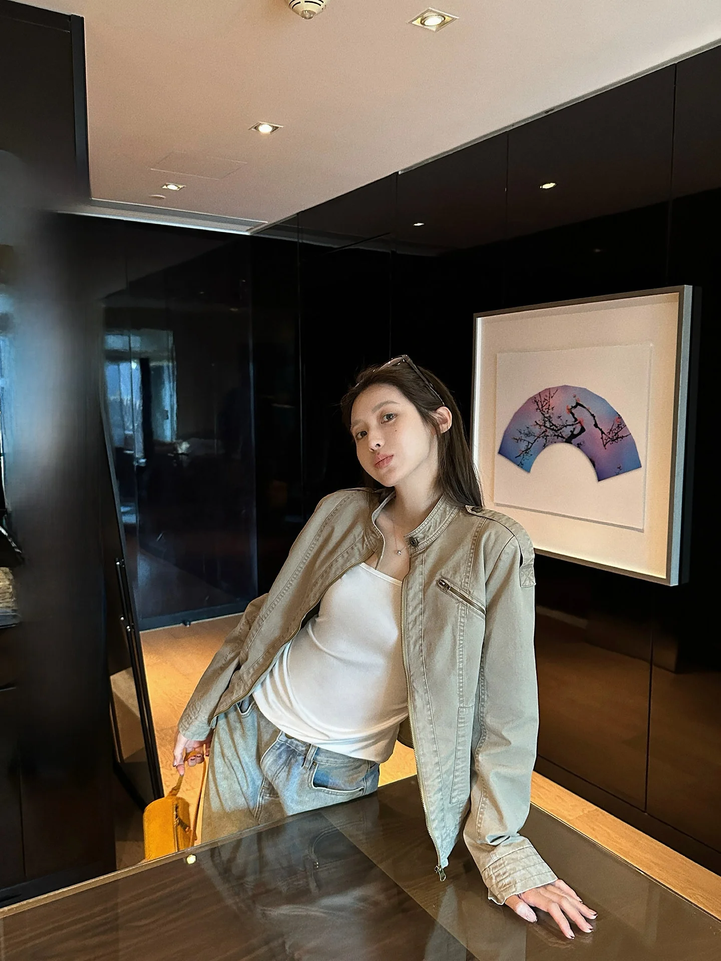 

NingSi Women's ort Zipper Jaet Stand Collar Slim Fit Early Autumn New Sle Retro oulder Lengthened Slimming Top Coat