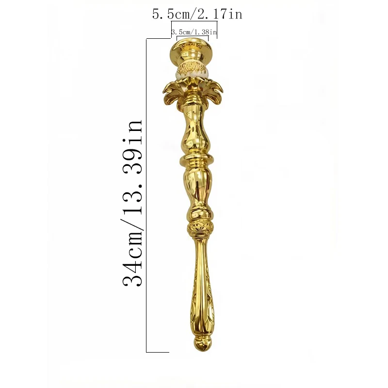 New Luxury Gold Plated Orthodox Catholic Handheld Candlestick with Floral Carved Patterns for Church Liturgy Home Altar Devotion