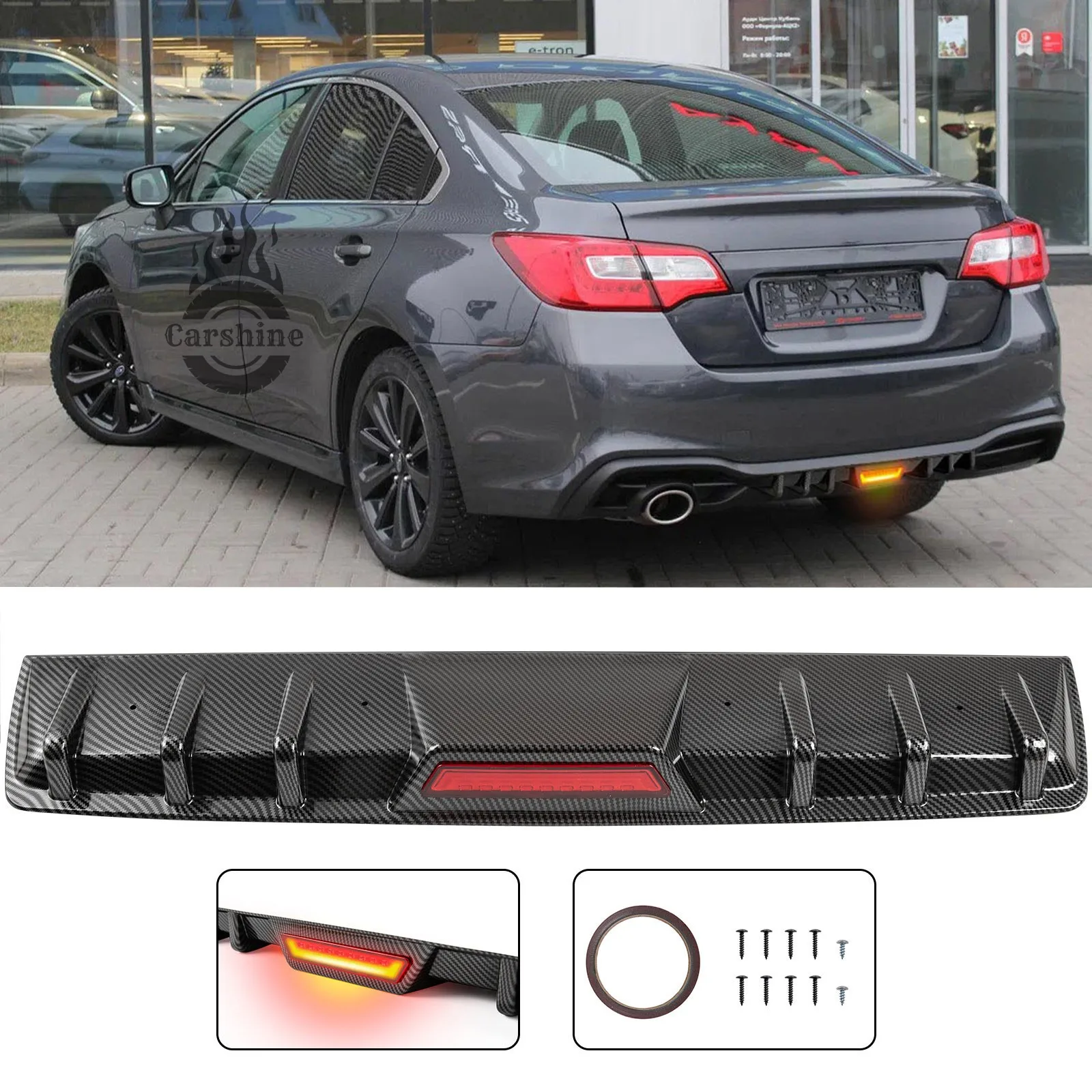 

For 2018 Subaru Legacy New Rear Bumper Diffuser Splitter Lip W/Led Brake Light