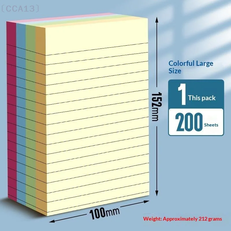 [CCA13]100/200 Sheets Self-Stick Lined Notes Colorful Portable Memo Pads For Office