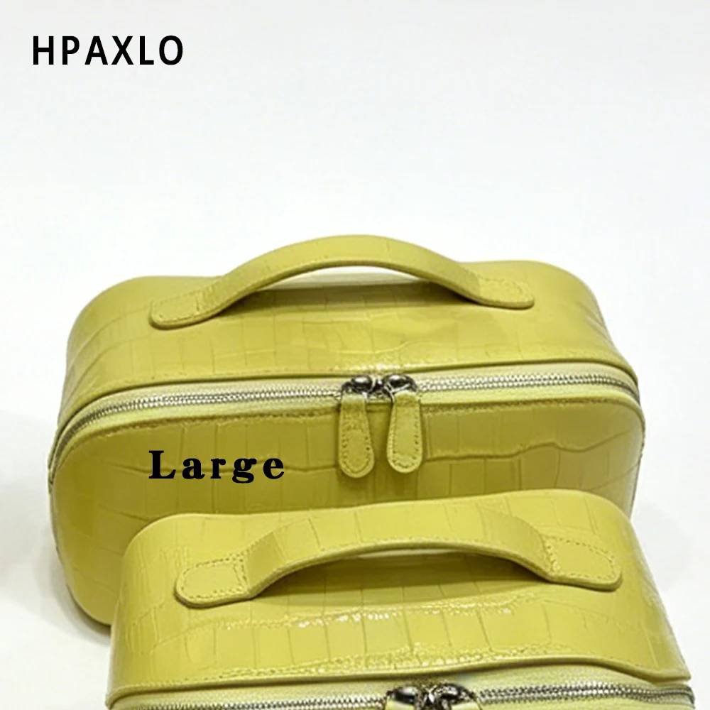 Waschtasche aus echtem Leder mit Krokodilstruktur, großes Fassungsvermögen, Reise-Kosmetik- und Toilettenartikel-Organizer, Damentasche, Make-up-Tasche, Luxustasche – Detail 27