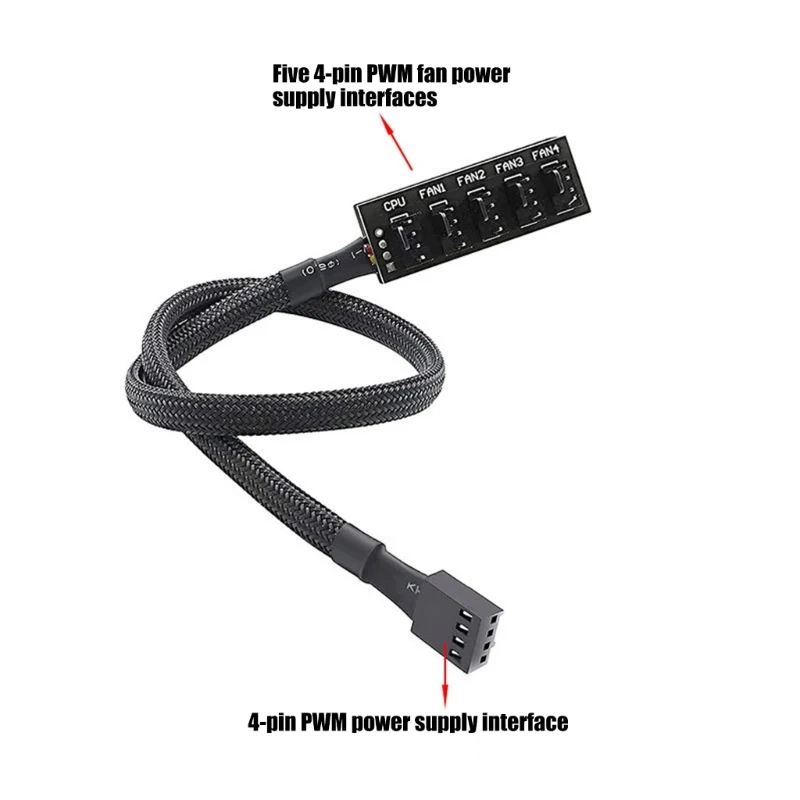4Pin PWMs Fan Hub Splitter 1 to 5 Way Extension Cable For Computer Case Cooling System H8WD