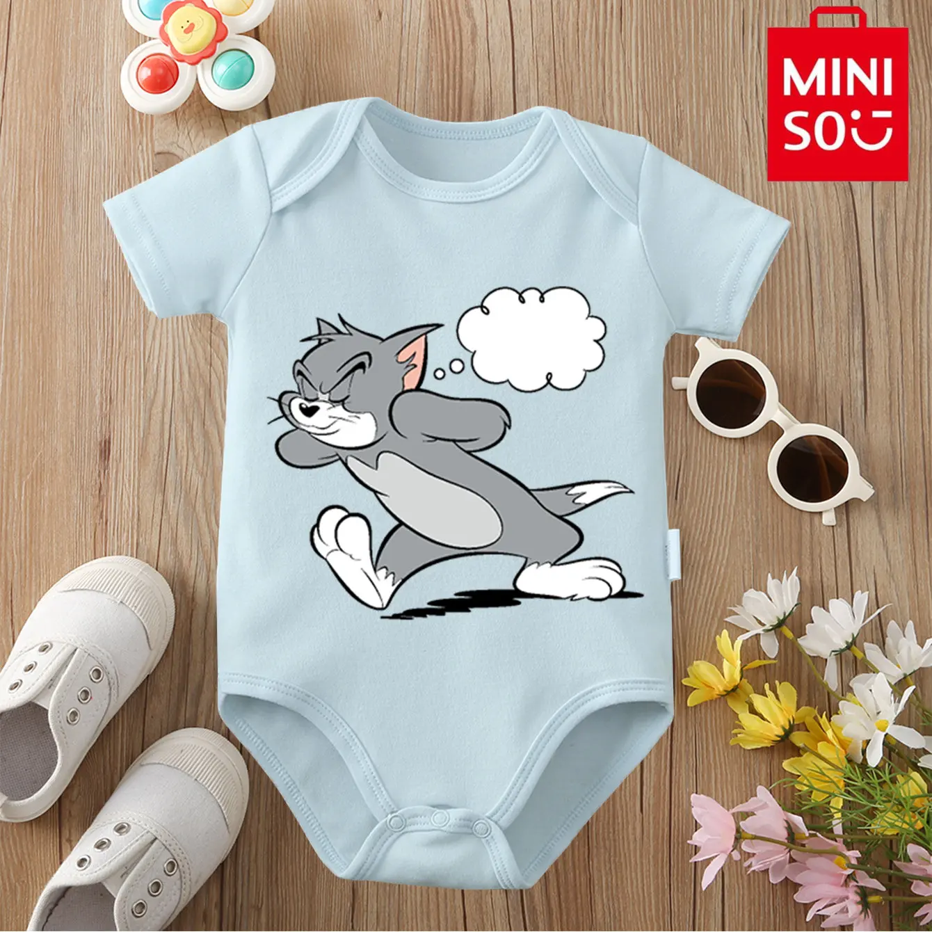 

MINISO Tom/Confused 100% Cotton Bodysuit Soft Baby Cloths Best Gift for Baby Onesie Jumpsuit for 0 To 12 Months Cute Newborn