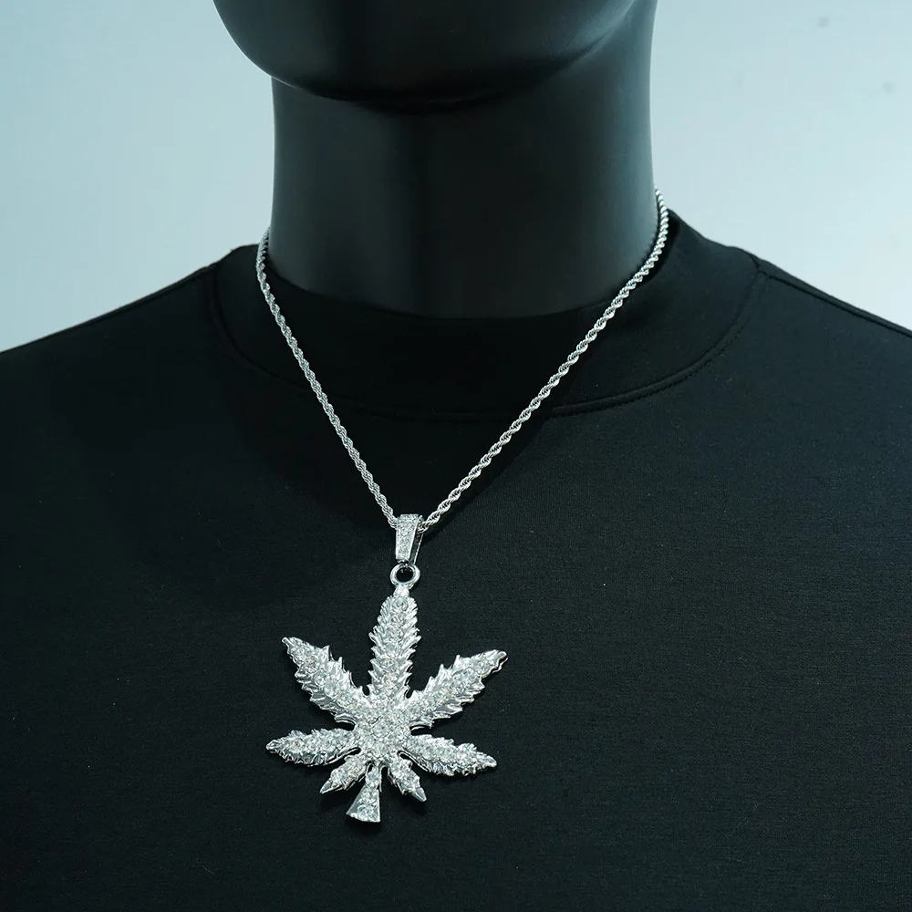 

Аксессуары для самостоятельного изготовления украшений, популярные на AliExpress, модные украшения в стиле хип-хоп, кулон в виде кленового листа с бриллиантами, европейская и американская мода.