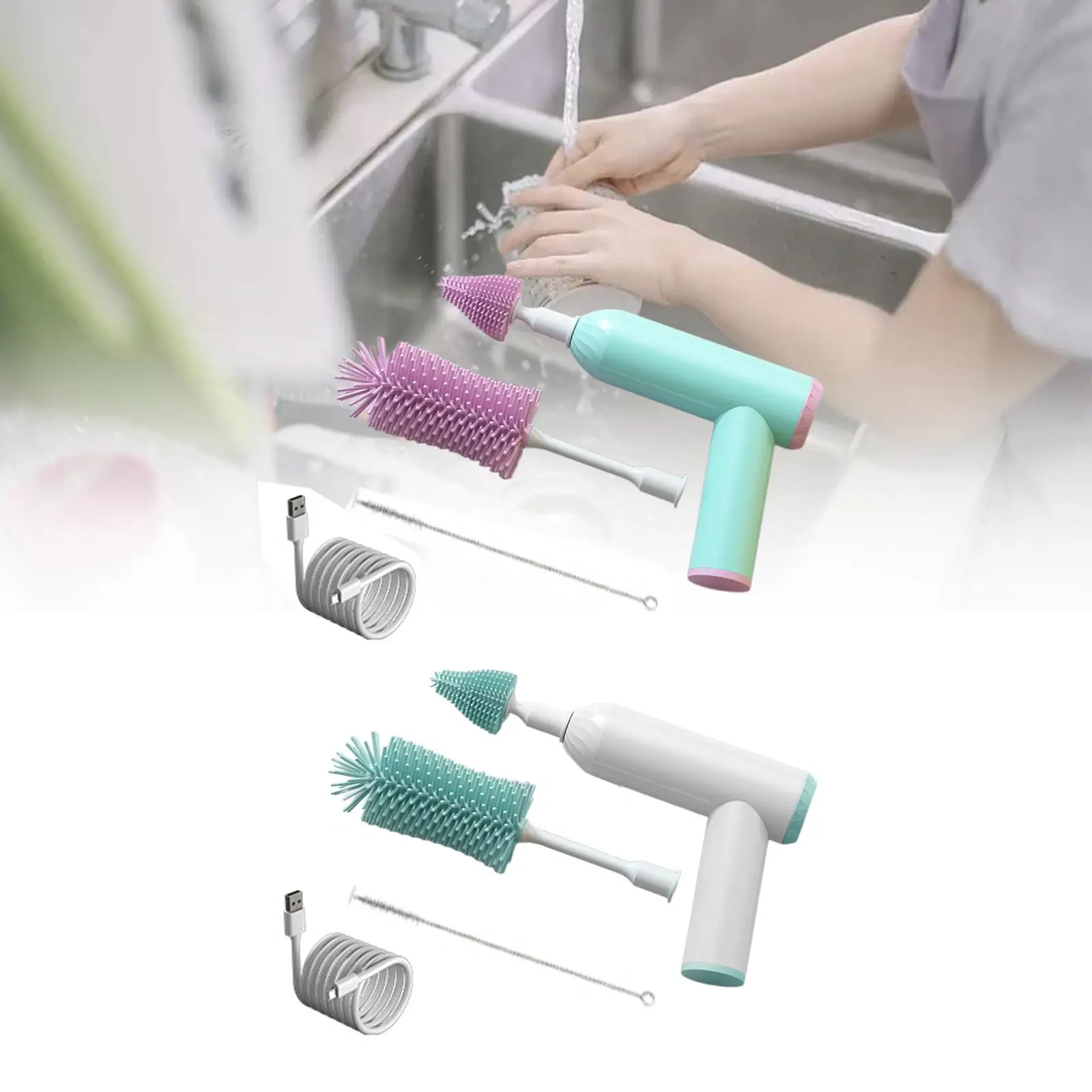 Baby Bottle Brush Portable Electric Bottle Cleaning Brush Electric Bottle Brush for Coffee Mugs Teapot Tumbler Pitcher Bottle