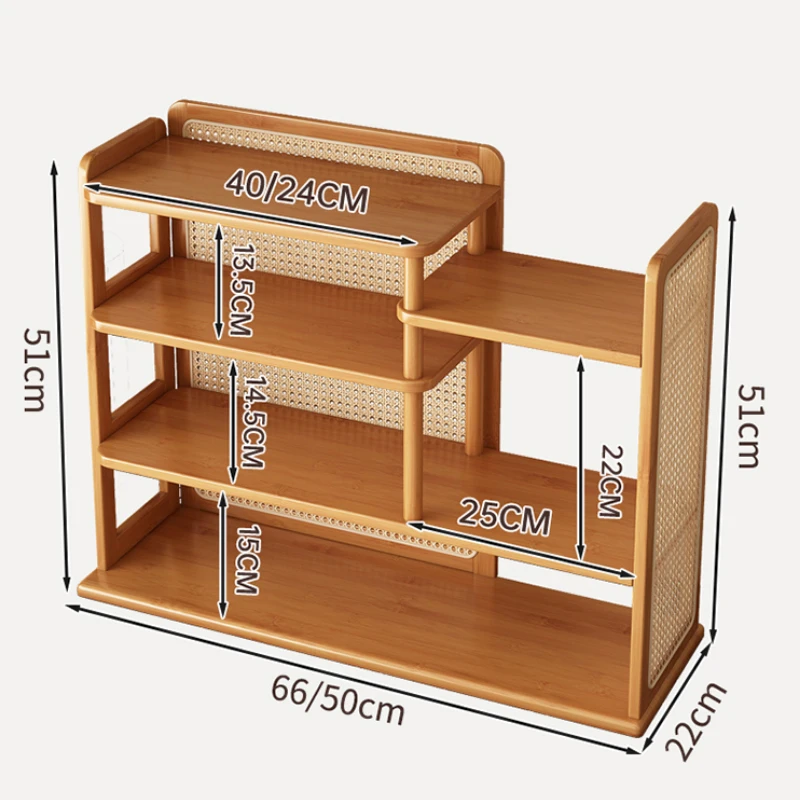 Bambusowa półka do przechowywania Retro Minimalistyczny uchwyt na kubek Anti-Tilt Organizer w kremowym stylu Wielopoziomowy stojak ekspozycyjny