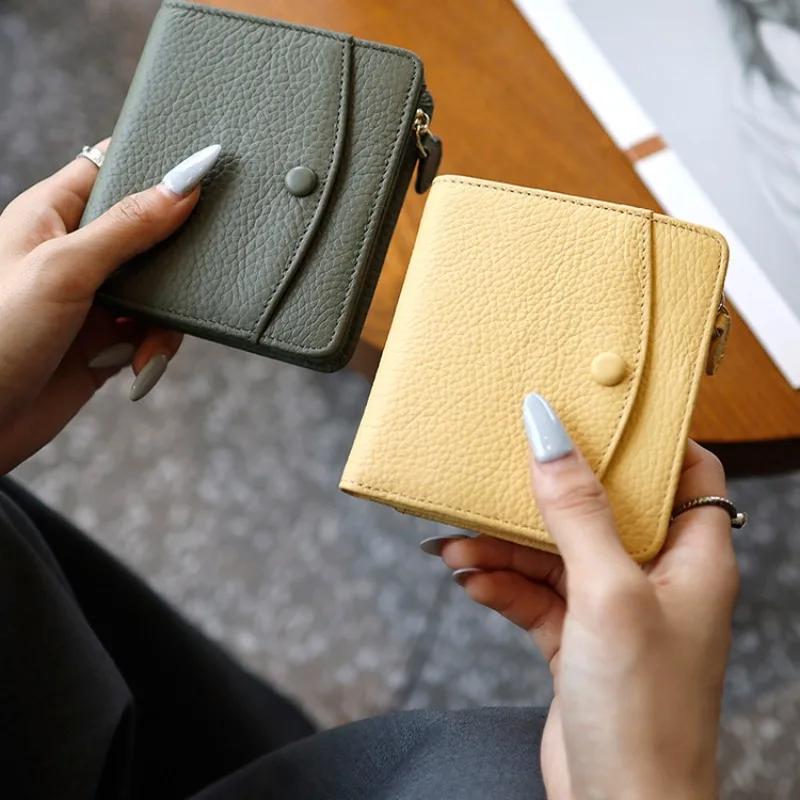 Multipurpose Short Coin Purse Women Zipper Card Bag Multiple Card Slots ID Card Bag Multifunctional Change ID Two in One Wallet
