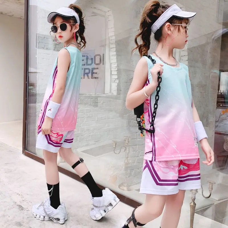 Kids Summer Quick-dry Sports Suits 3-14 Years Boys Girls Fashion Sportswear Basketball Tennis Sets Children Clothes