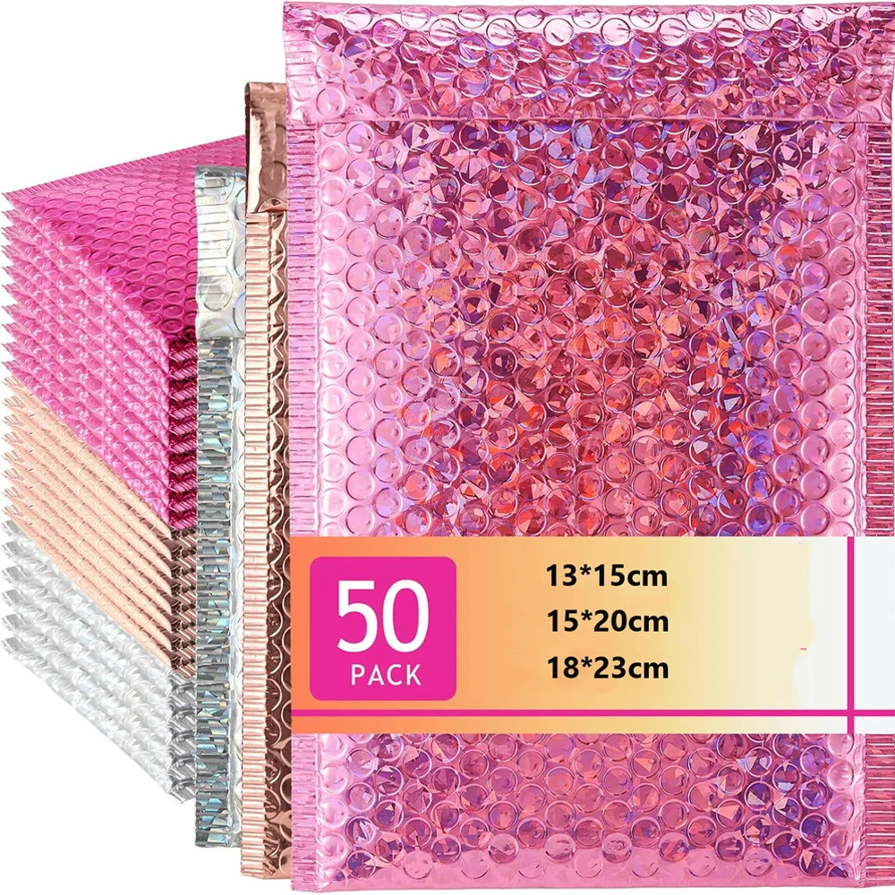 50pcs Delivery Bag Poly Mailing Kpop Packaging Supplies Self Seal Bubble Mailer Holographic Shipping Bags Small Business Plastic