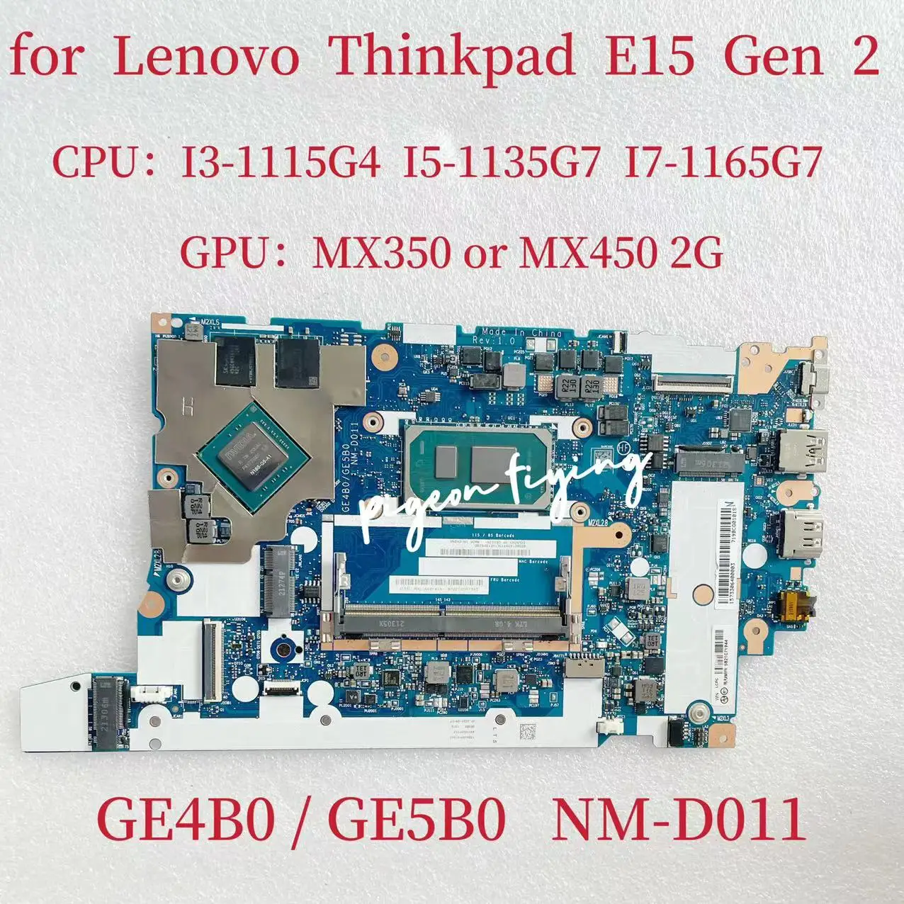 

NM-D011 for Lenovo Thinkpad E15 Gen 2 Laptop Motherboard With I3 I5 I7 11th Gen GPU:MX350 Or MX450 2G FRU:5B21C71944 5B21K59867