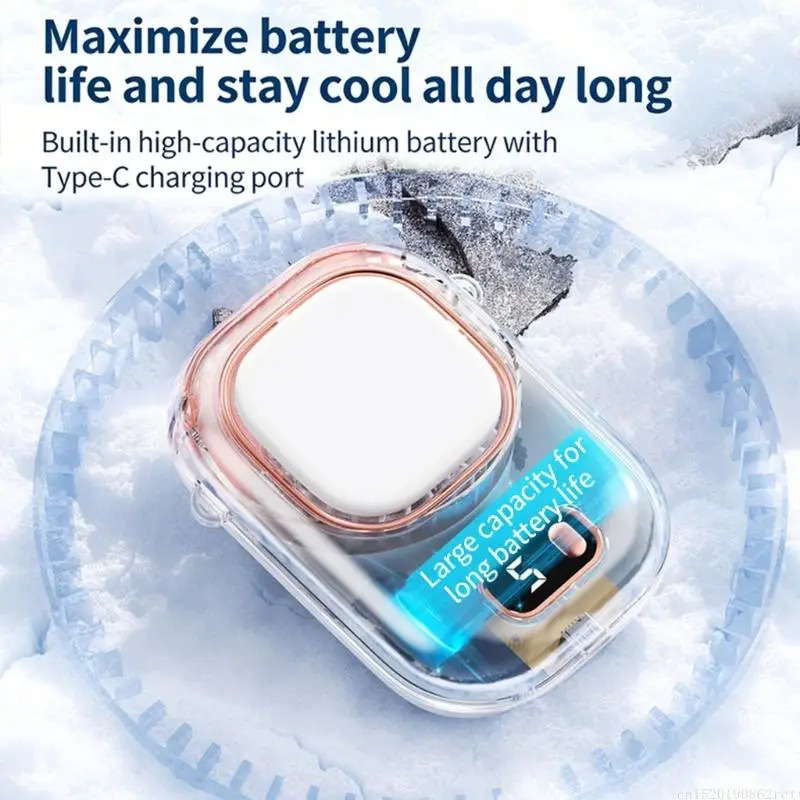 D5BB Portable Waist Hanging Fan With USB Charging And 3 Cooling Mode For Office Outdoor And Home Use Neck Fan