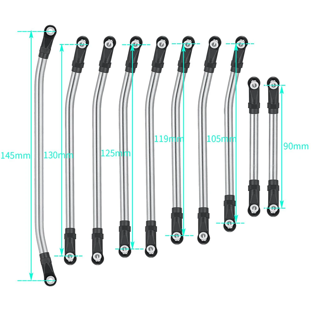 AXSPEED 10 szt. Górny i dolny zestaw pręt łączący zawieszenia ze stali nierdzewnej z końcową kulką dla elementu Enduro części do zdalnie sterowanego
