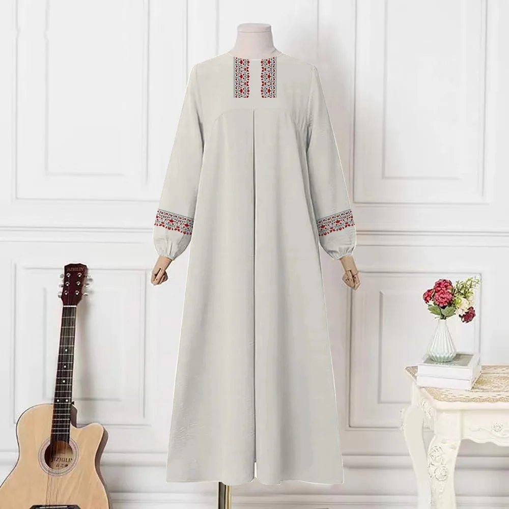 Demure Muslim Abaya Women Islam Dresses Full Sleeve O-Neck Muslim Dresses Fashion Dubai Female Casual Robe Marocain Kaftan Dress