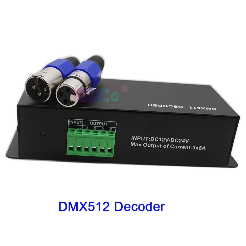DC 12V 24V 3 canali DMX Decorder 3CH DMX512 Controller LED per striscia LED SMD 5050 2835 RGB