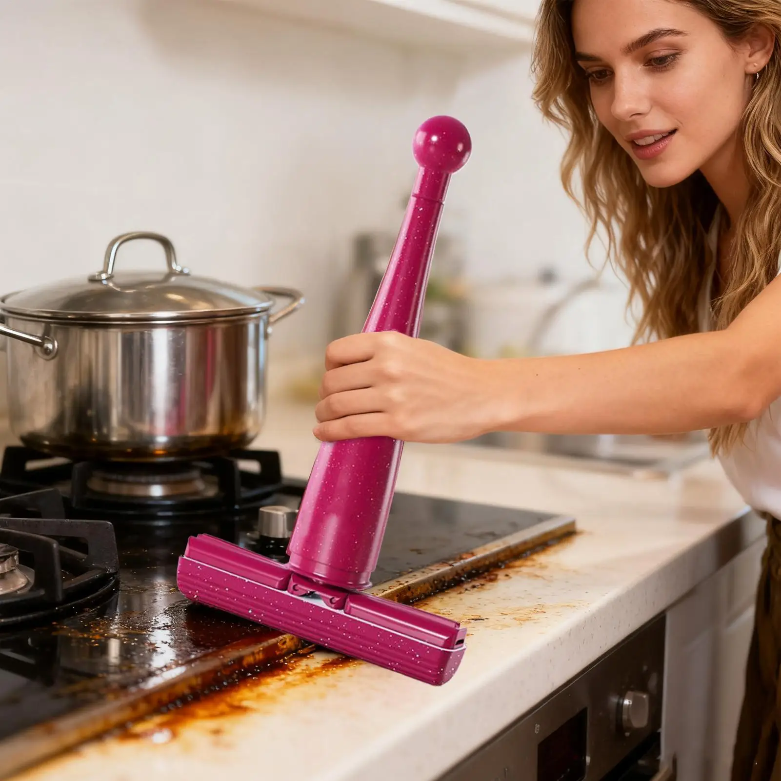 ممسحة صغيرة ذاتية الضغط ممسحة قوية قابلة للطي أدوات تنظيف منزلية لا غسل اليد ممسحة قوية ماصة للحمام المطبخ سطح المكتب #5