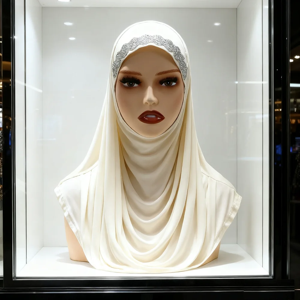 

Amira Diamonds Jersey Hijab Muslim Women Instant Scarf Turban Islamic Head Wrap Pull On Ready Made Niqab Prayer Hijabs Turbante