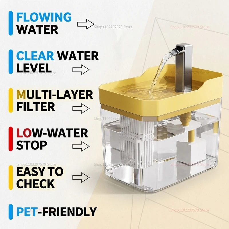 

Cat Water Fountain Auto Filter USB Pet Drinking Dispenser Live Water Circulation Quiet Automatic Fountain for Cats and Small Pet