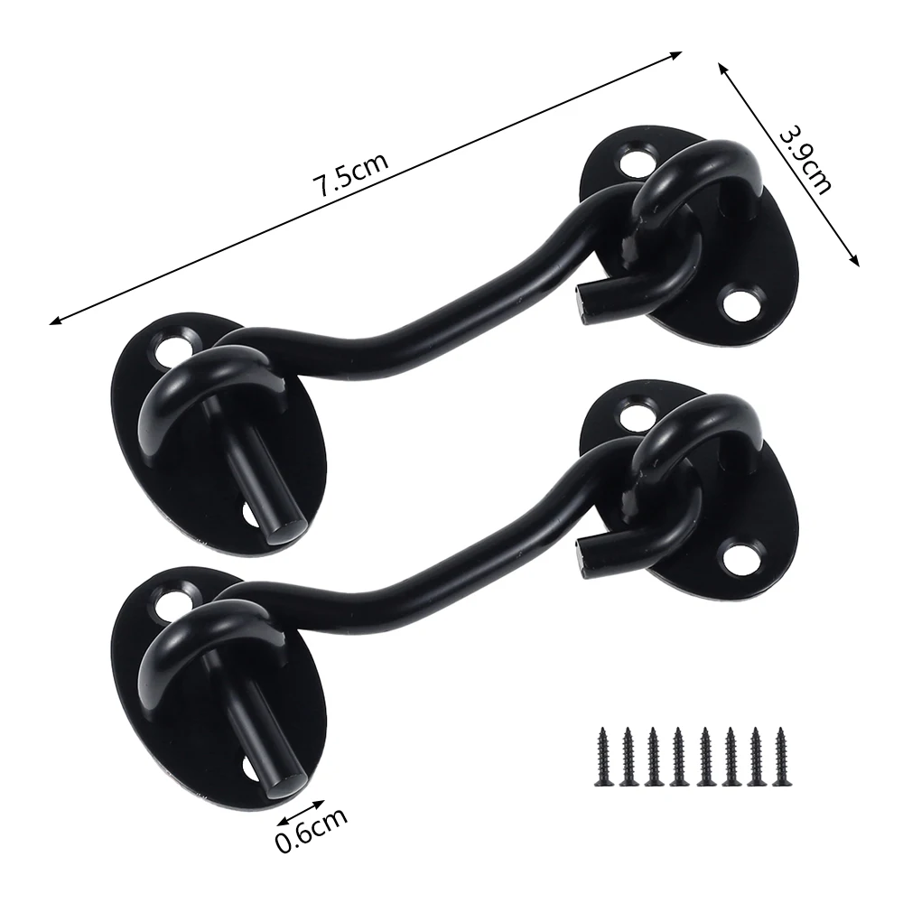 2 uds 3 pulgadas gancho de cabina gancho negro pestillo de ojo cerradura de ventana de acero inoxidable gancho de puerta pestillo pestillos de gabinete para puerta