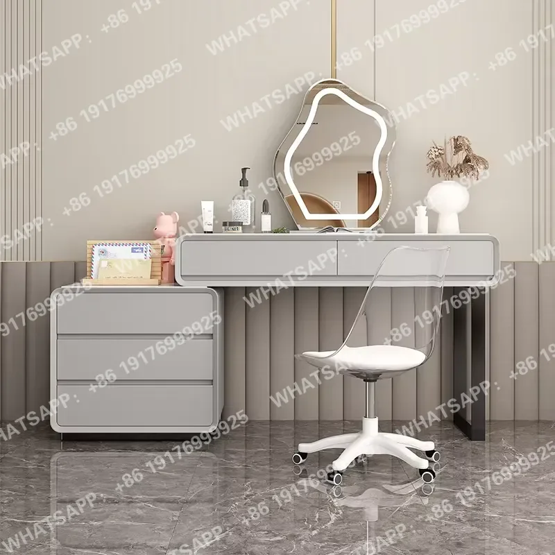 Modern Simple Light Makeup Vanity Dresser Makeup Vanity Desk Set with Mirror Storage Bedroom Dressing Table