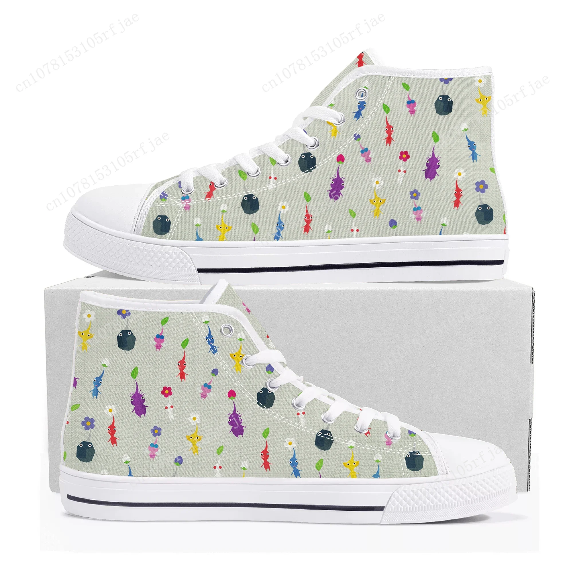 Pikmin High Top Sneakers Hot Cartoon Game Mens Womens Teenager High Quality Fashion Canvas Shoes Casual Tailor Made Sneaker