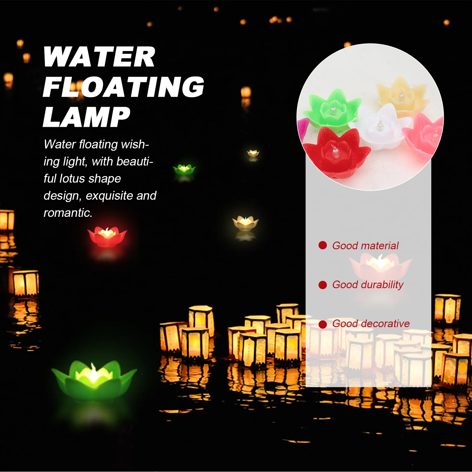 

12Pcs LED Water Lotus Lamp Romantic River Light Decorative Creative Lantern Night Flower Light Blessing