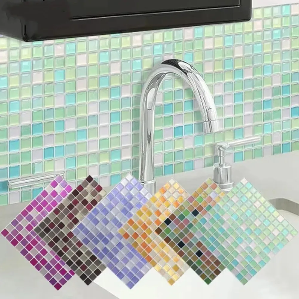 

1pcs 3D Design Mosaic Tile Sticker DIY Self-adhesive Peel and Stick Backsplash Multifunction PVC Waterproof Tile Sheet