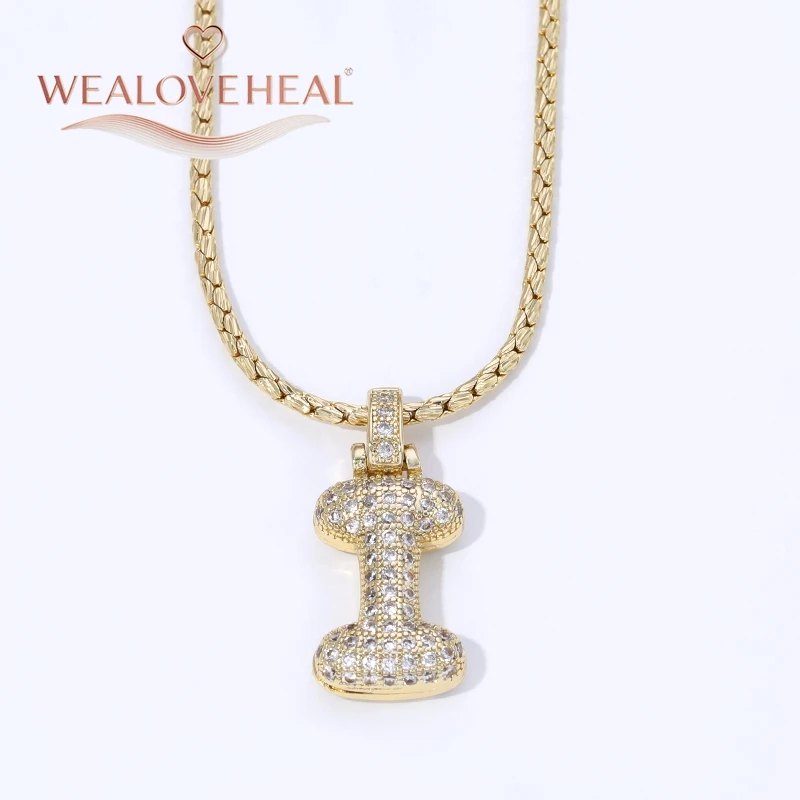 18K Vergoldete A-Z Bubble Initial Halskette, Puff-Ballon-Buchstaben-Anhänger Halsketten mit Zirkonia, Hip-Hop-Schmuck Geschenk für Frauen und Männer – Detail 27