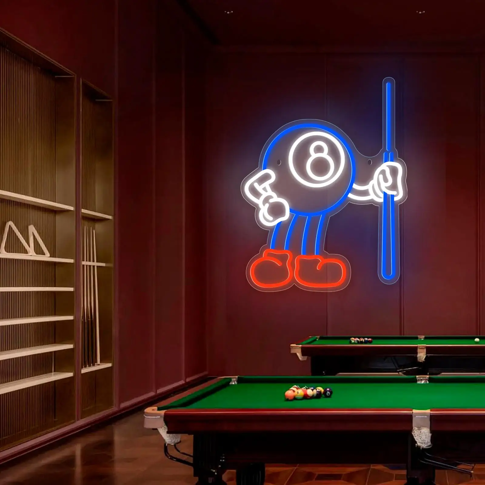 USB لطيف البلياردو ديكور الجدار مصباح عكس الضوء ضوء النيون تسجيل ل البلياردو نادي بار ملهى ليلي ديكور هدية لعشاق البلياردو #2