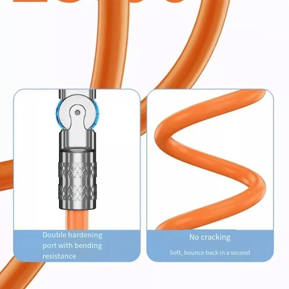 Liga de zinco trançado USB Mobile Phone Data Cable 180 graus cotovelo giratório, Rápido 180 graus rotativo, 120W, 6A