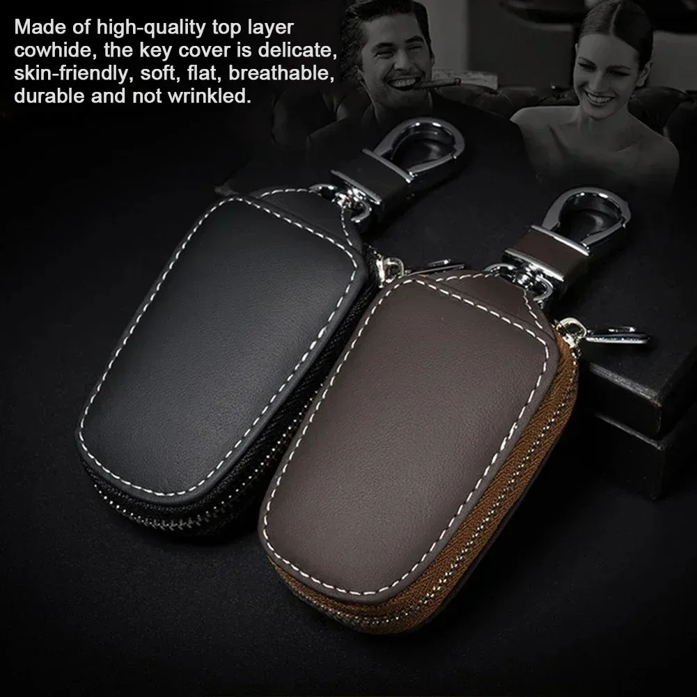 Car Soft Leather Key Case Key Fob Cover Anti-Scratch Dustproof Waterproof Wear Resistant Durable Car Remote Key Protective Holde