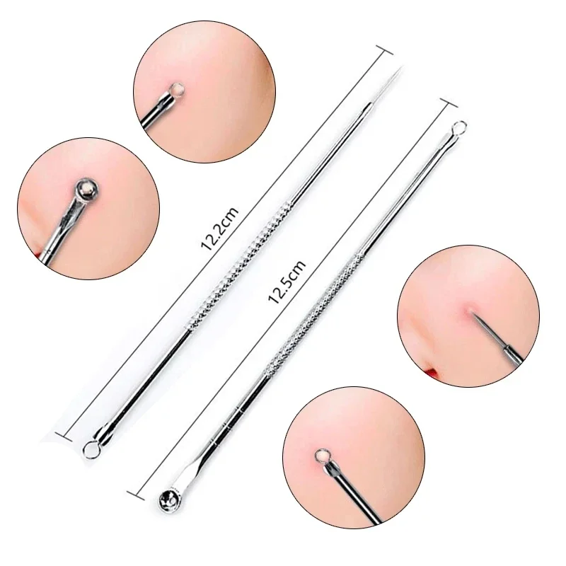 Dual Heads Acne Needle, Cravo Blemish Squeeze, Extrator De Pimple, Spot Cleaner, Ferramentas De Cuidados Com A Pele De Beleza, 4Pcs por Caixa